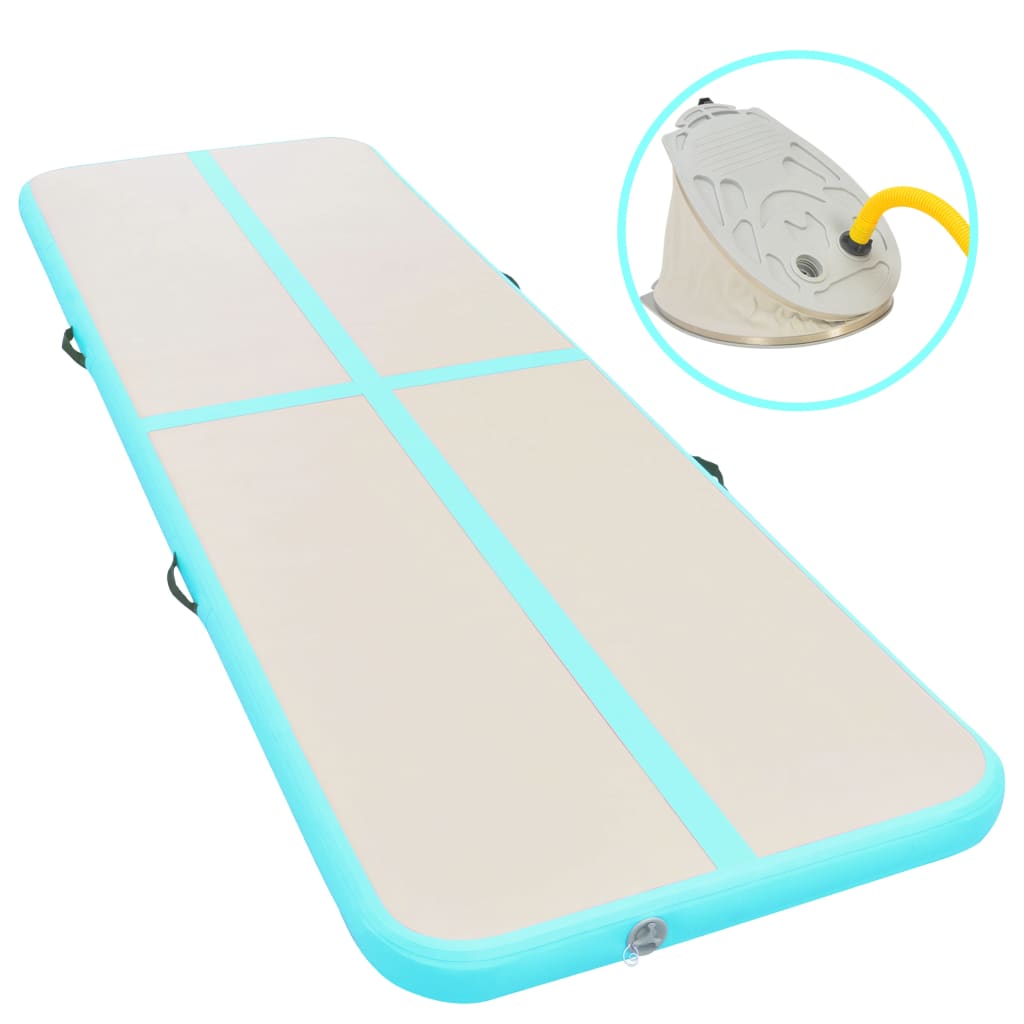 Oppustelig gymnastikmåtte med pumpe 800x100x10 cm PVC Grøn