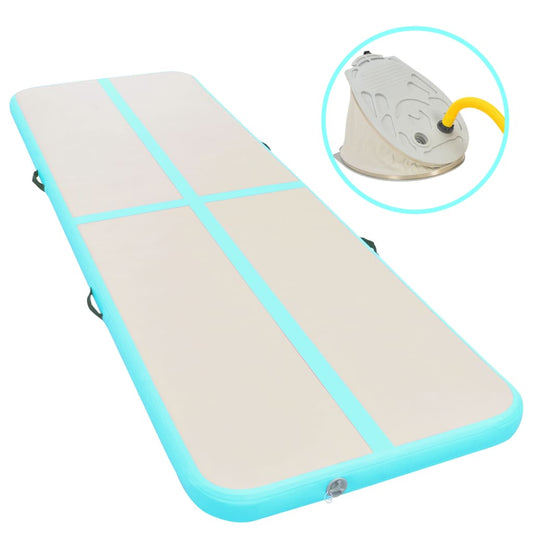 Oppustelig gymnastikmåtte med pumpe 800x100x10 cm PVC Grøn