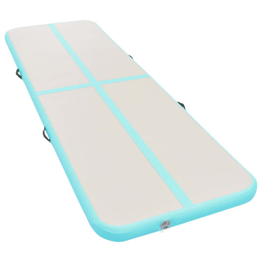 Oppustelig gymnastikmåtte med pumpe 800x100x10 cm PVC Grøn