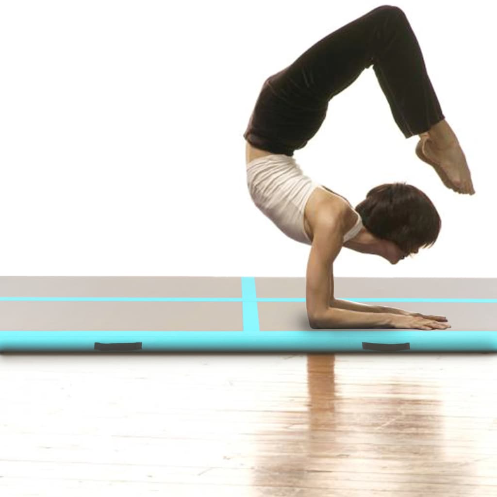 Oppustelig gymnastikmåtte med pumpe 800x100x10 cm PVC Grøn