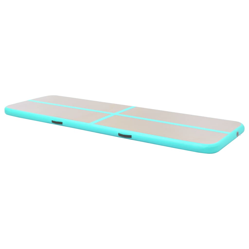 Oppustelig gymnastikmåtte med pumpe 800x100x10 cm PVC Grøn