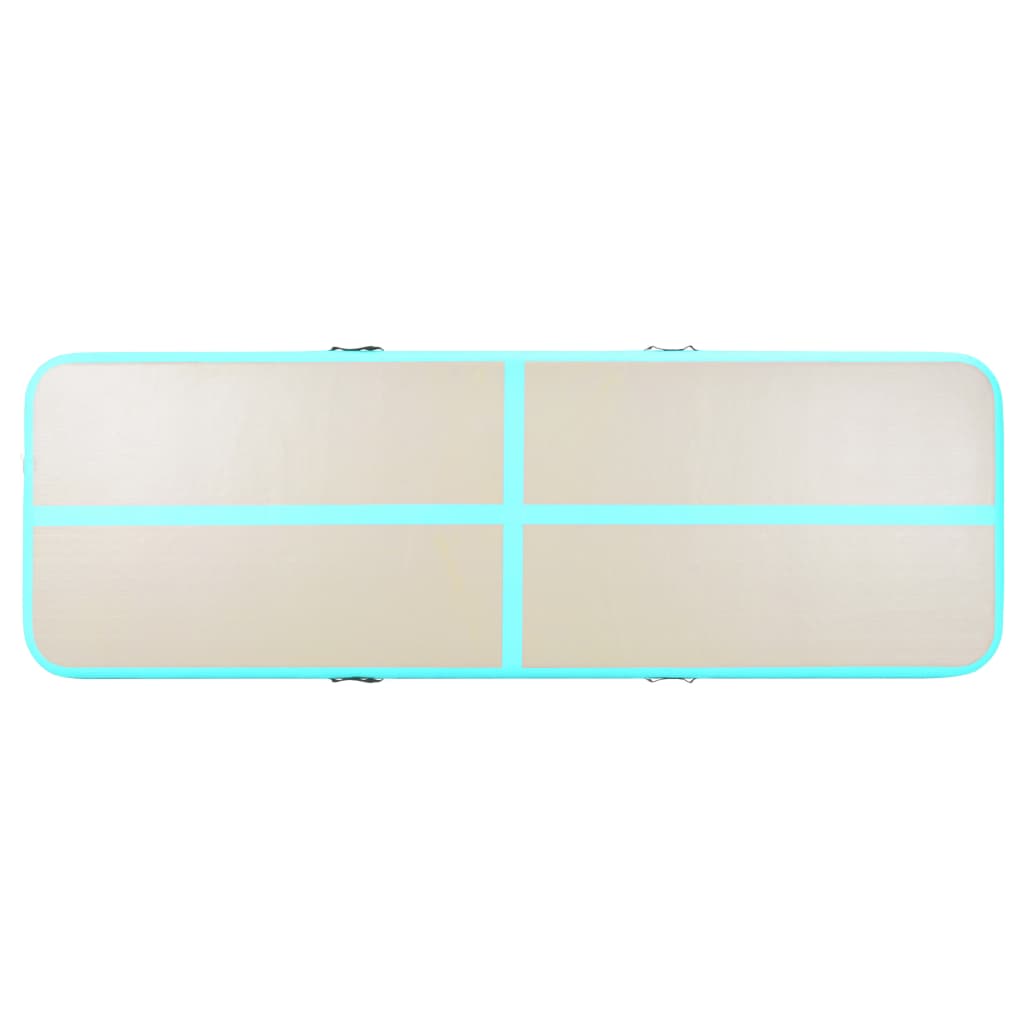 Oppustelig gymnastikmåtte med pumpe 800x100x10 cm PVC Grøn