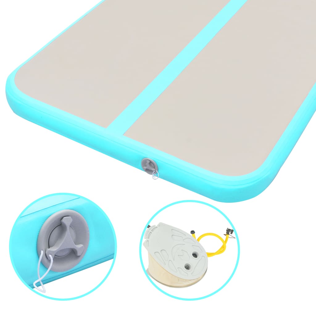 Oppustelig gymnastikmåtte med pumpe 800x100x10 cm PVC Grøn