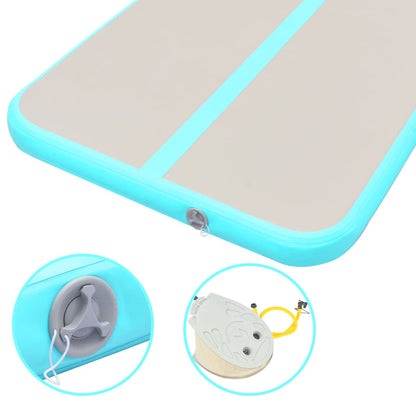 Oppustelig gymnastikmåtte med pumpe 800x100x10 cm PVC Grøn