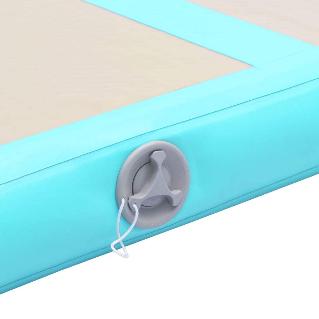 Oppustelig gymnastikmåtte med pumpe 800x100x10 cm PVC Grøn