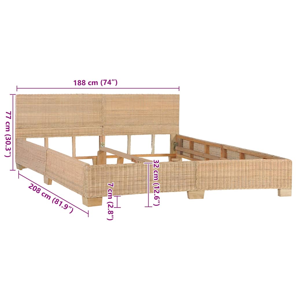 Bettrahmen Handgewebt Echtes Rattan 180×200 cm