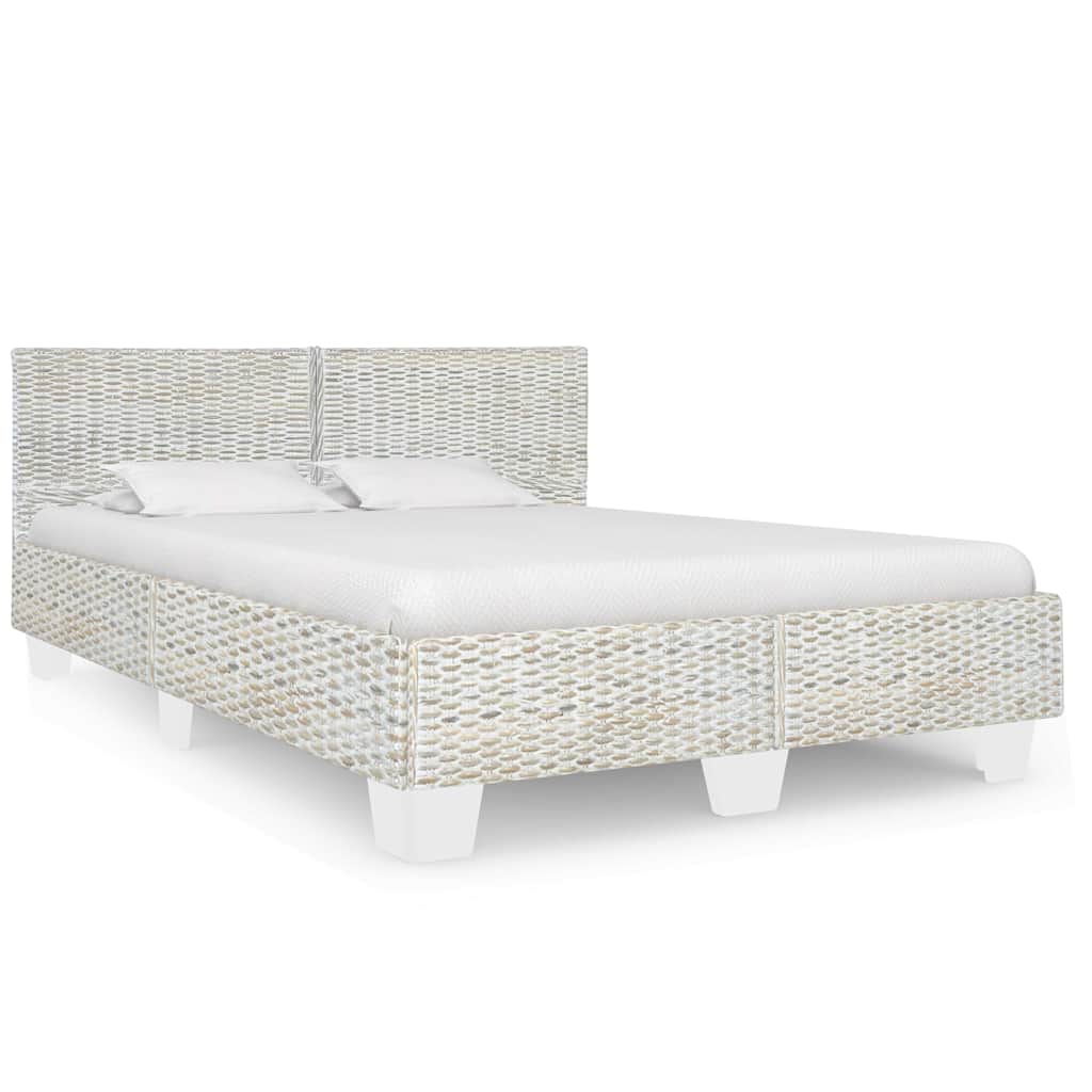 Bettgestell Grau Natur Rattan 160 x 200 cm
