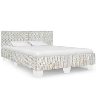 Bettgestell Grau Natur Rattan 160 x 200 cm