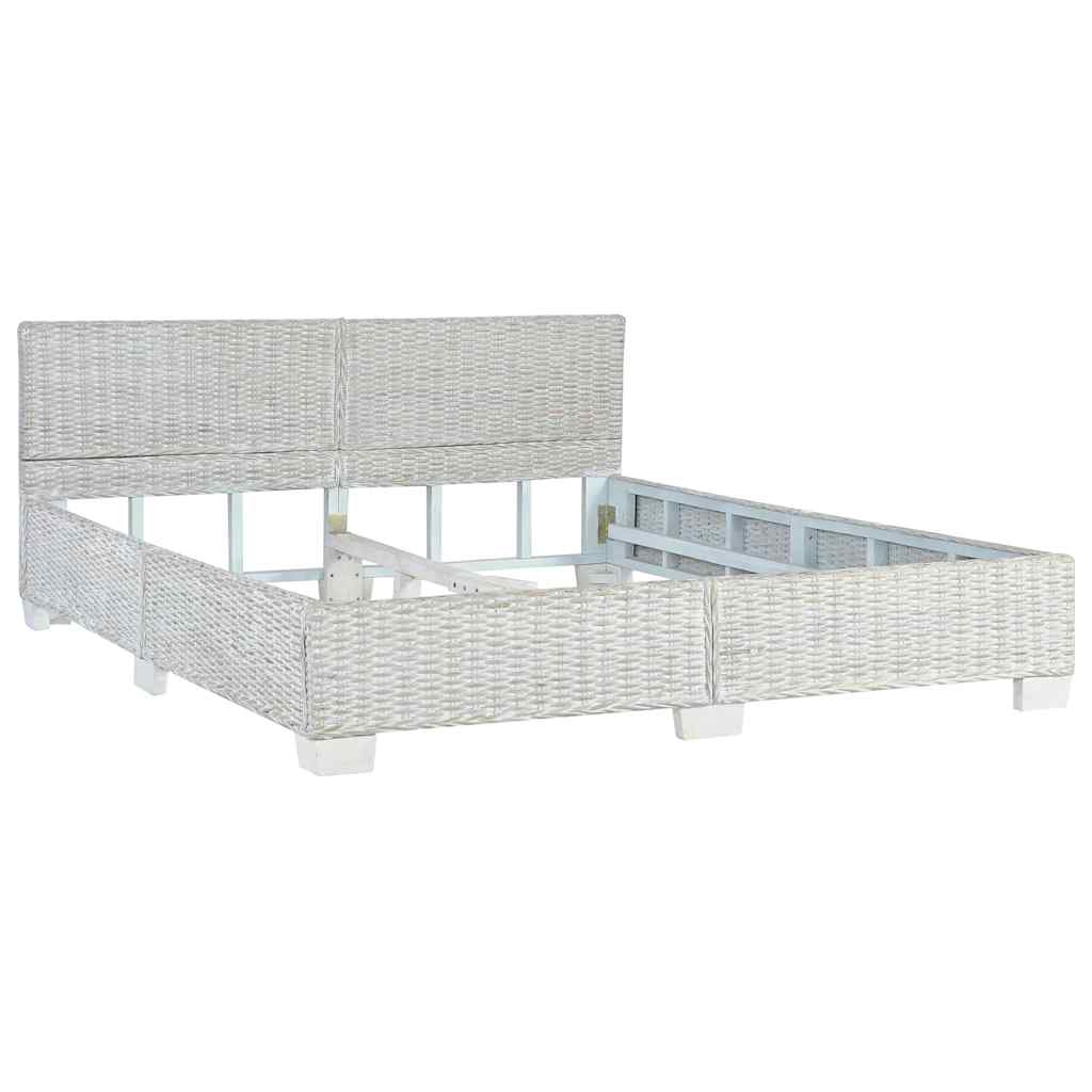 Bettgestell Grau Natur Rattan 160 x 200 cm