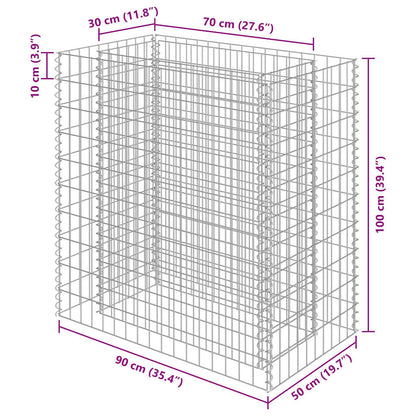 Gabionen-Hochbeet Verzinkter Stahl 90×50×100 cm