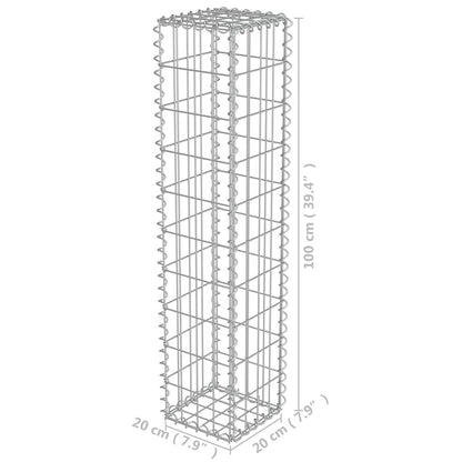 Gabionenwand mit Abdeckung Verzinkter Stahl 20×20×100 cm