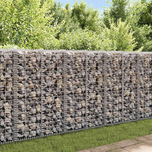 Gabionenwand mit Abdeckung Verzinkter Stahl 20×20×100 cm