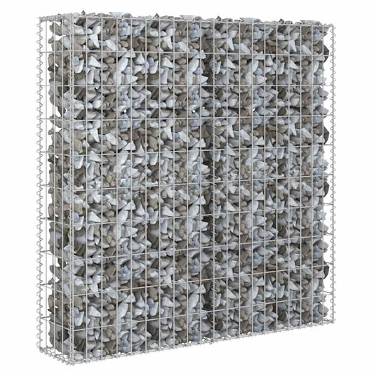 Gabionenwand mit Abdeckung Verzinkter Stahl 80×20×100 cm