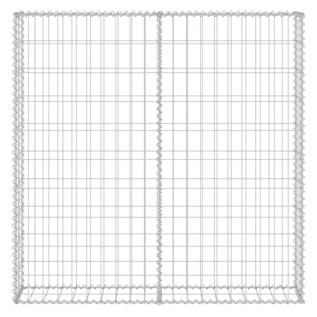 Gabionenwand mit Abdeckung Verzinkter Stahl 80×20×100 cm