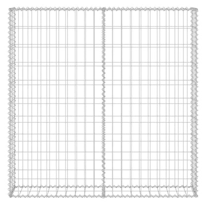 Gabionenwand mit Abdeckung Verzinkter Stahl 80×20×100 cm