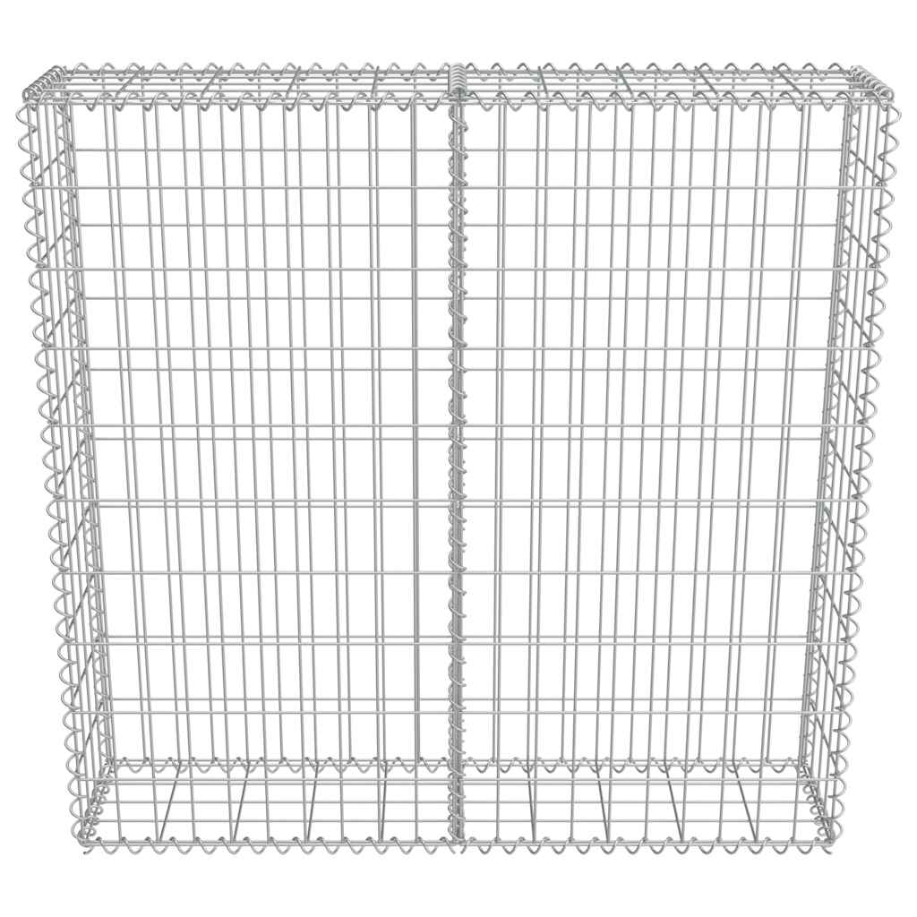 Gabionenwand mit Abdeckung Verzinkter Stahl 100×20×100 cm