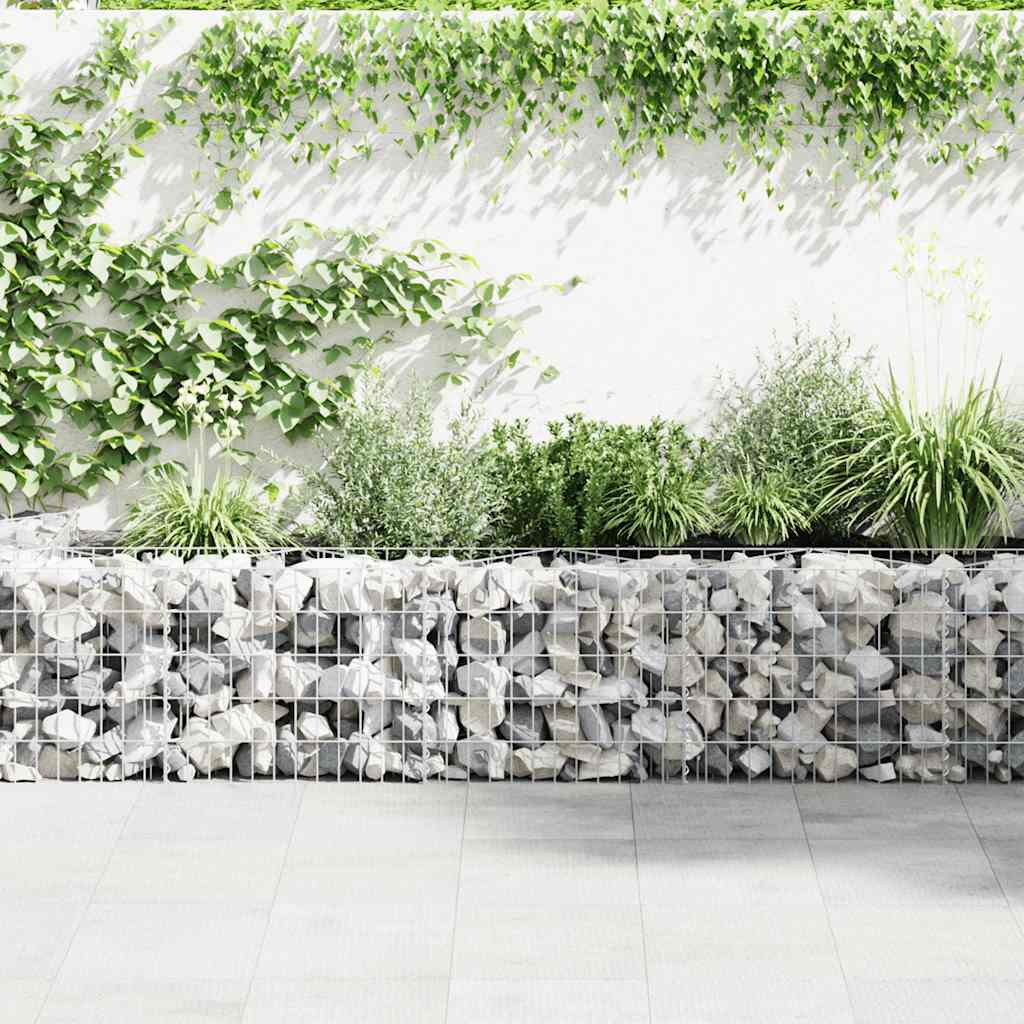 Gabionenwand mit Abdeckung Verzinkter Stahl 600×50×50 cm