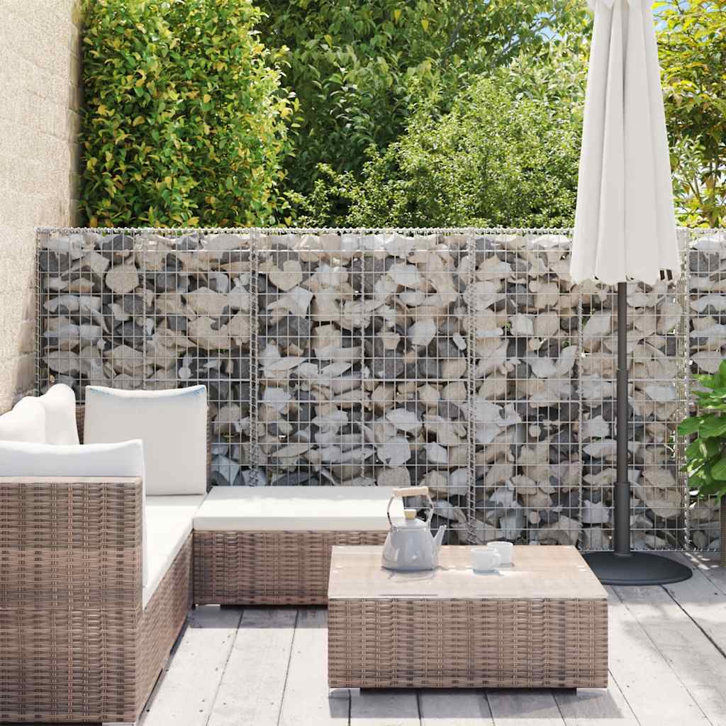 Gabionenwand mit Abdeckung Verzinkter Stahl 600×50×150 cm
