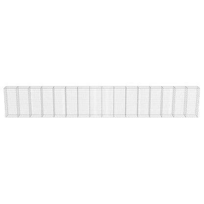 Gabionenwand mit Abdeckung Verzinkter Stahl 900×50×150 cm