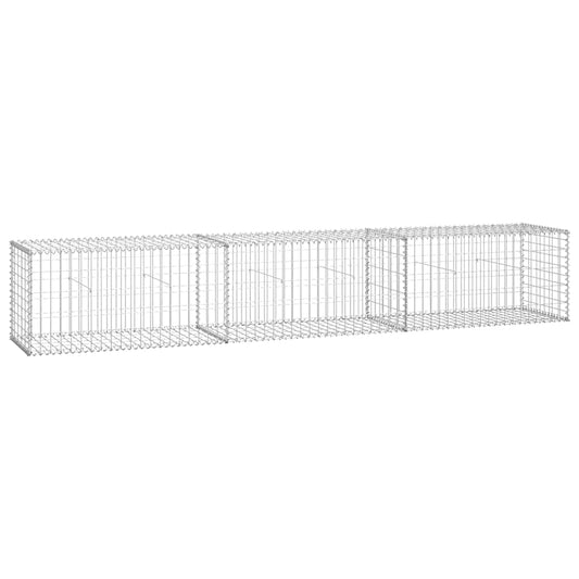 Gabionenwand mit Abdeckung 300×50×50 cm Verzinkter Stahl
