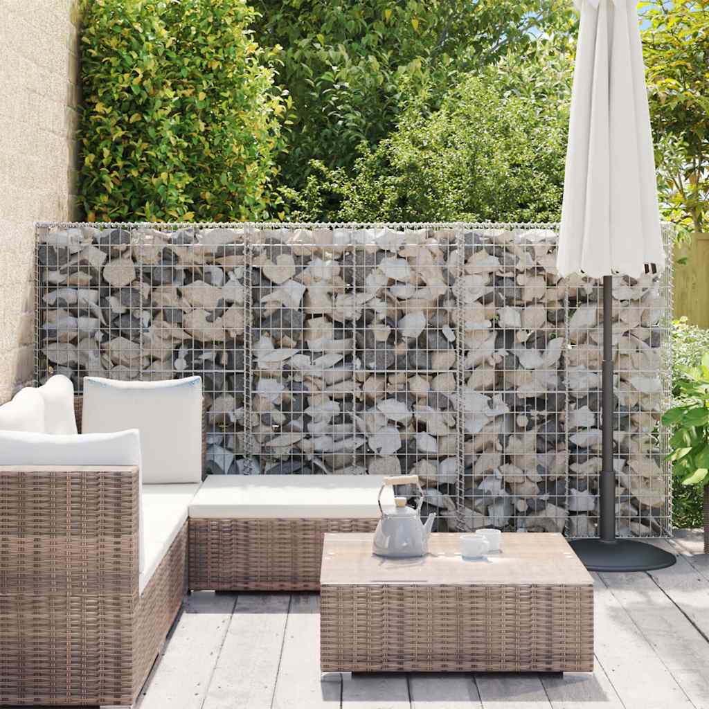 Gabionenwand mit Abdeckung Verzinkter Stahl 300×50×150 cm