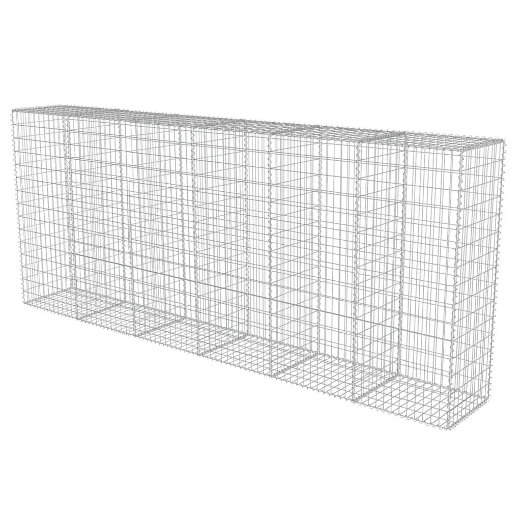 Gabionenwand mit Abdeckung Verzinkter Stahl 300×50×150 cm