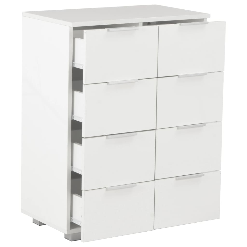 Skænk Højglans Hvid 60x35x80 cm Træmateriale