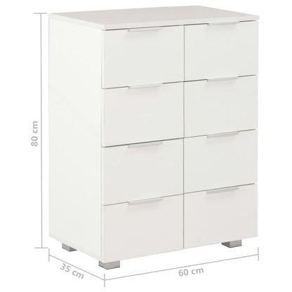 Skænk Højglans Hvid 60x35x80 cm Træmateriale