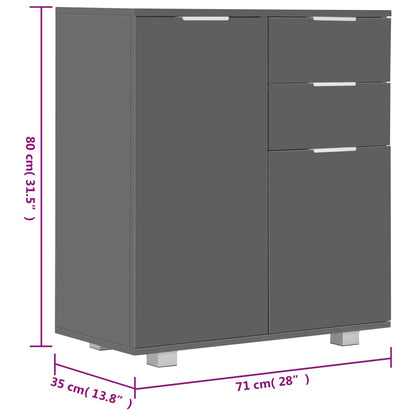Sideboard Hochglanz-Grau 71x35x80 cm Holzwerkstoff