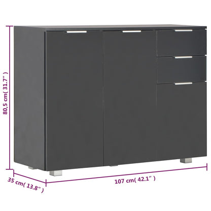 Sideboard Hochglanz-Schwarz 107x35x80,5 cm
