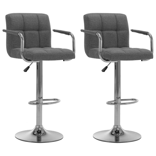 Barhocker 2 Stk. Hellgrau Stoff