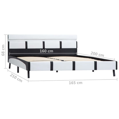Bettgestell mit LED Weiß Kunstleder 160×200 cm