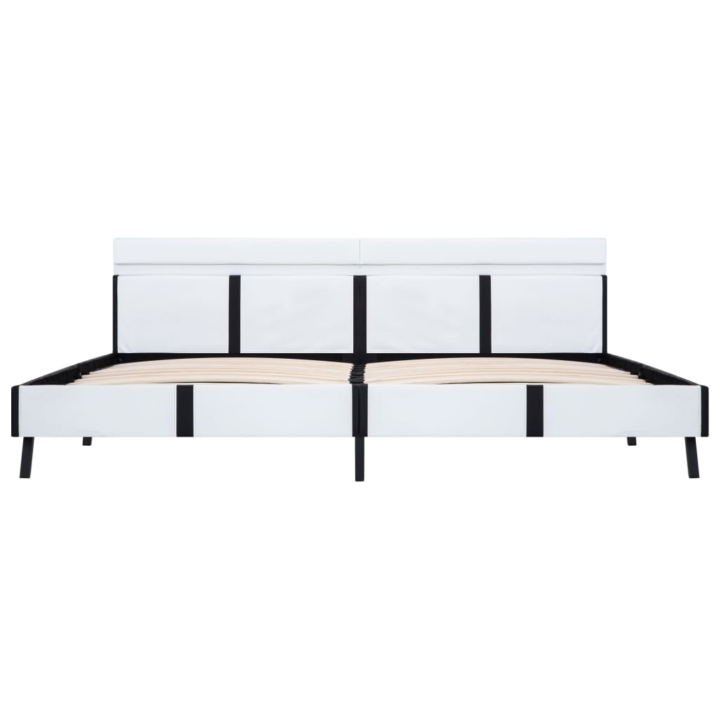 Bettgestell mit LED Weiß Kunstleder 180×200 cm