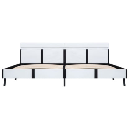 Bettgestell mit LED Weiß Kunstleder 180×200 cm