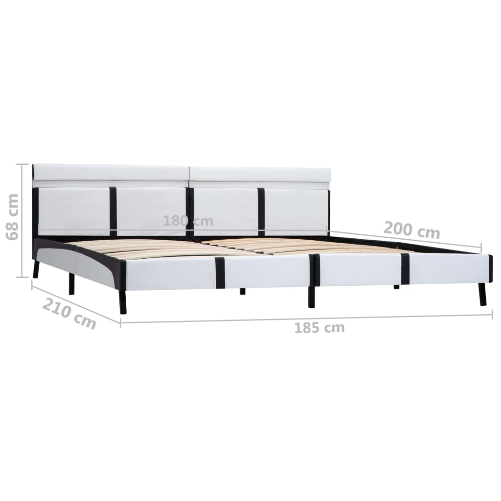 Bettgestell mit LED Weiß Kunstleder 180×200 cm
