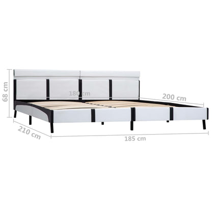 Bettgestell mit LED Weiß Kunstleder 180×200 cm