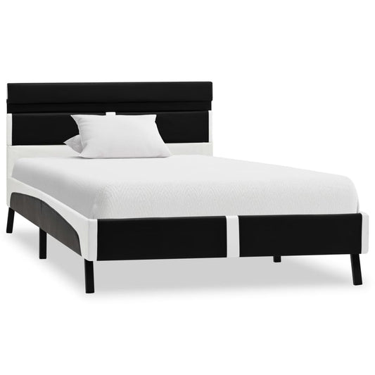 Bettgestell mit LED Schwarz Kunstleder 90x200 cm