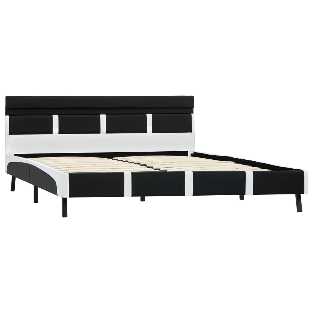 Bettgestell mit LED Schwarz Kunstleder 140x200 cm