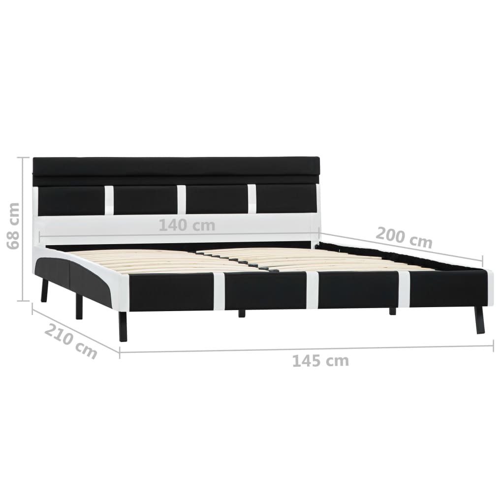 Bettgestell mit LED Schwarz Kunstleder 140x200 cm