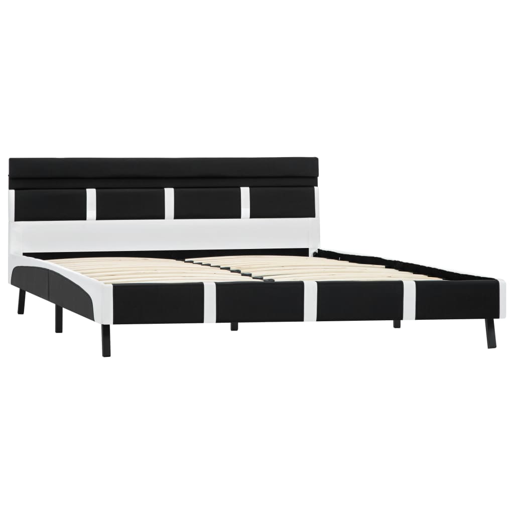 Bettgestell mit LED Schwarz Kunstleder 160x200 cm