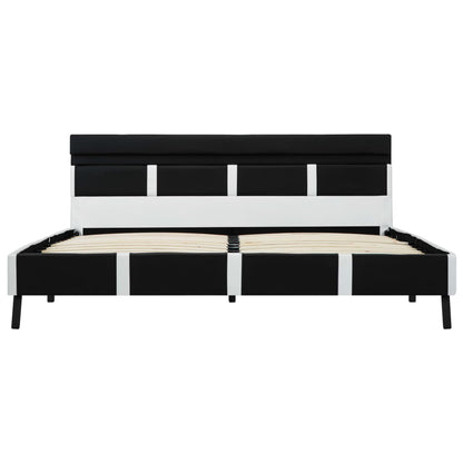 Bettgestell mit LED Schwarz Kunstleder 160x200 cm