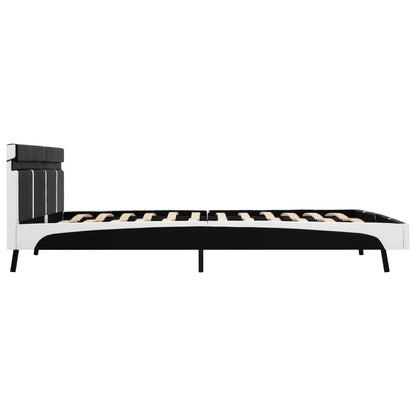 Bettgestell mit LED Schwarz Kunstleder 180x200 cm