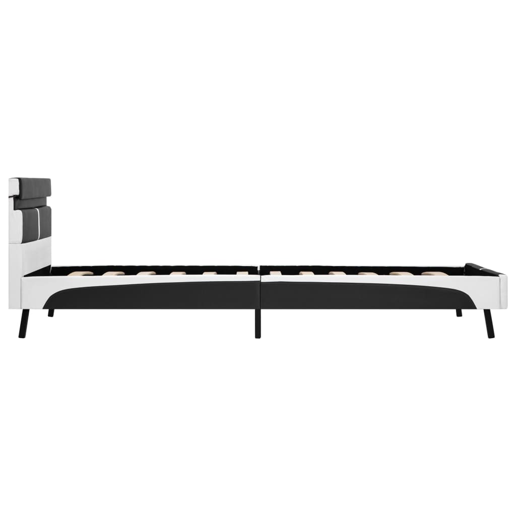 Bettgestell mit LED Grau Kunstleder 90×200 cm