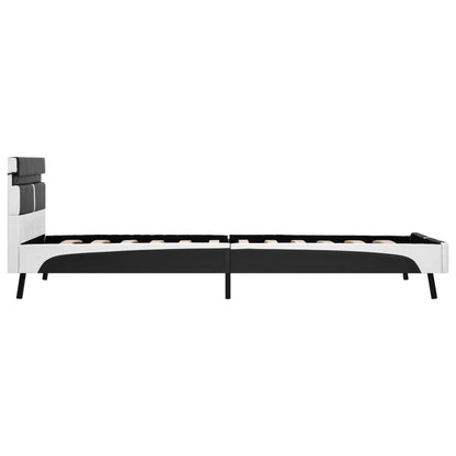 Bettgestell mit LED Grau Kunstleder 90×200 cm