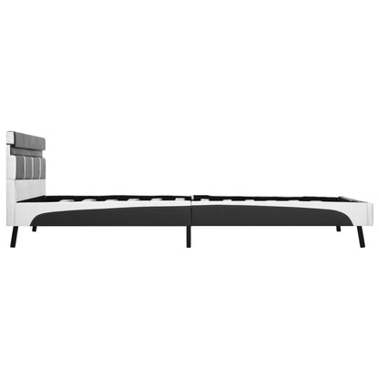 Bettgestell mit LED Grau Kunstleder 160x200 cm