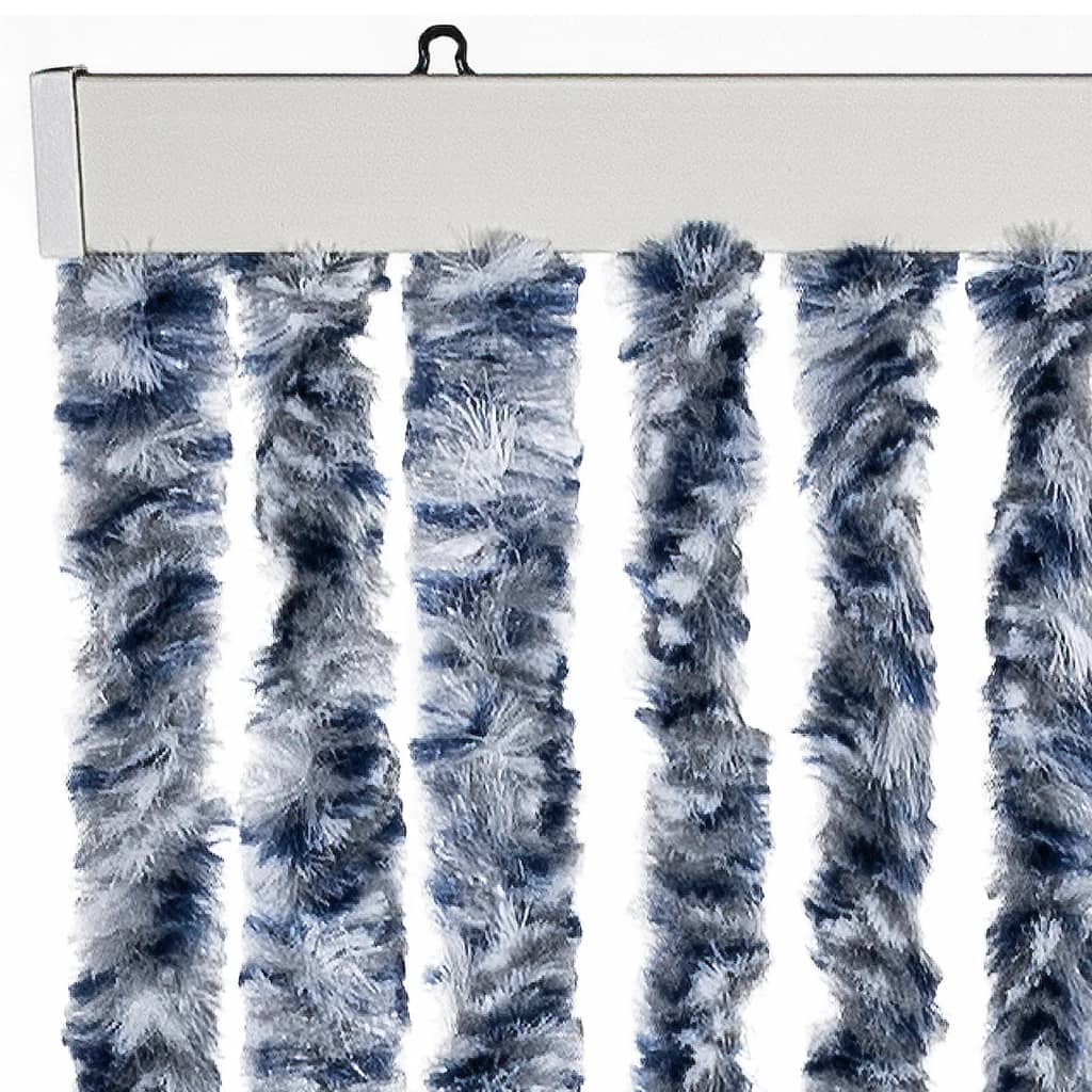 Insektenschutz-Vorhang Blau Weiß Silbern 100x220cm Chenille