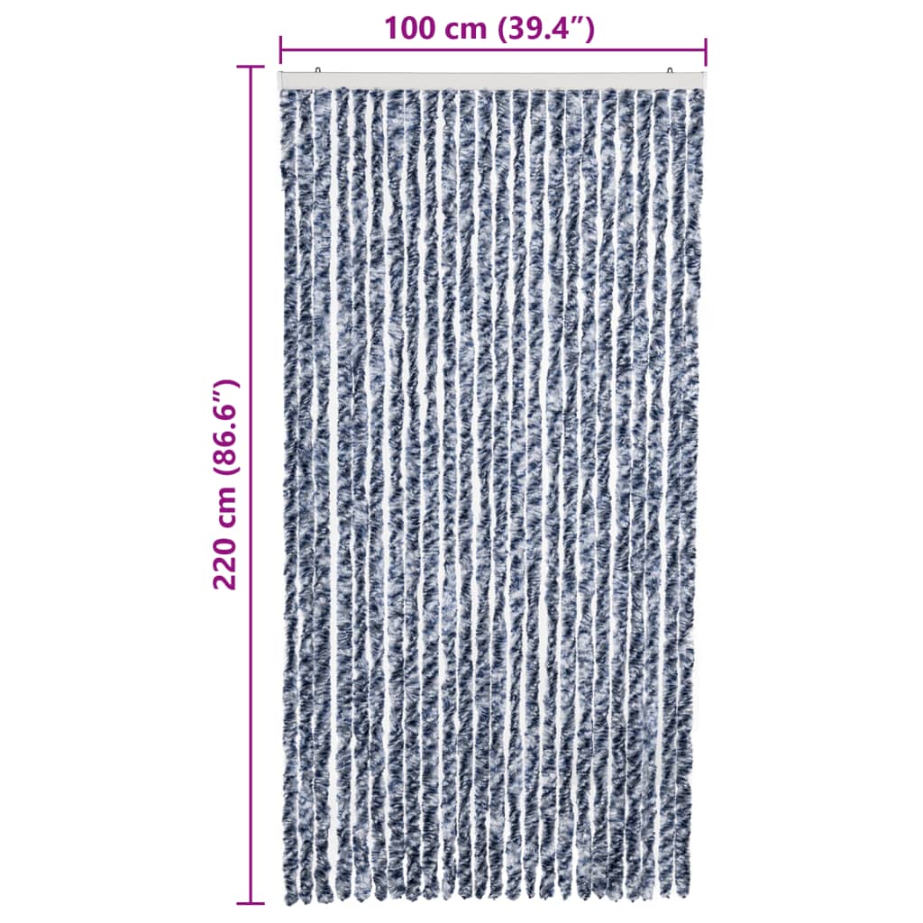 Insektenschutz-Vorhang Blau Weiß Silbern 100x220cm Chenille