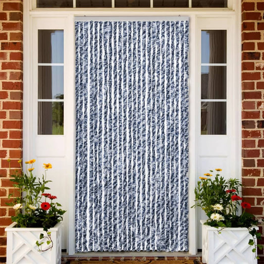 Insektenschutz-Vorhang Blau Weiß Silbern 100x220cm Chenille