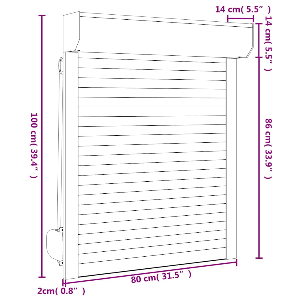 Rollladen Aluminium 80x100 cm Weiß