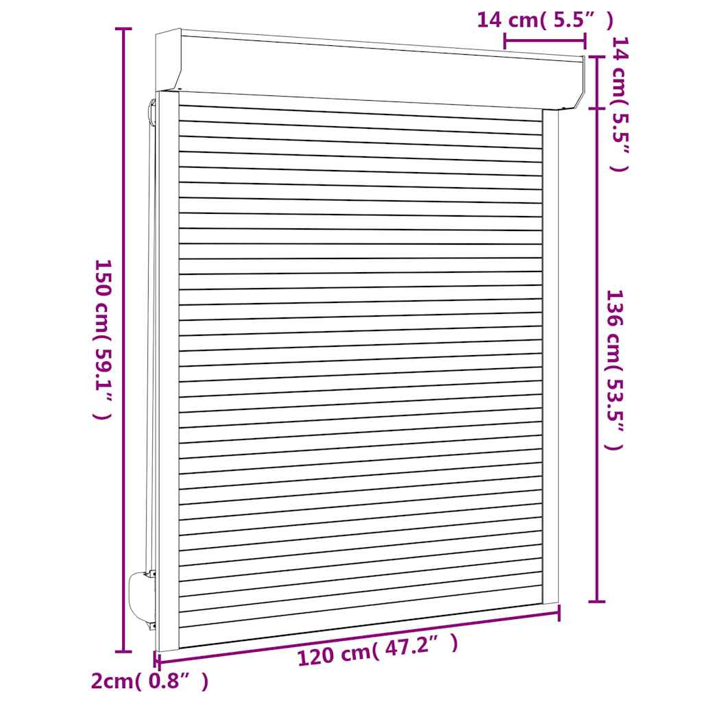 Rollladen Aluminium 120x150 cm Weiß